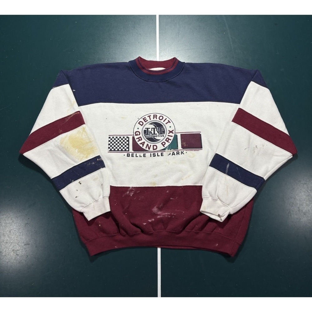 Vintage Detroit Grand Prix Crewneck Sweatshirt Men XL Belle Isle Park Racing 90s